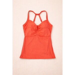 Title Nine Women's Pele Coral Orange Twist Front T-Back Tankini Swim Top- 32DD